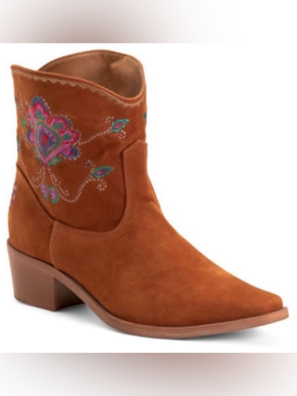 FARM Rio - Rust Boho Western  Suede Embroidered Ankle Boots. Like New!